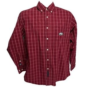 Arkansas Razorbacks Button Shirt Checkered Crable Long Sleeve SEC Hogs Medium